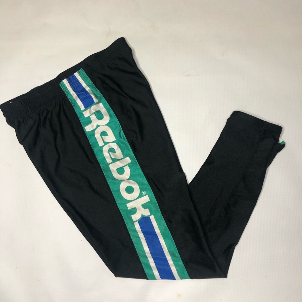 80s vintage Reebok biker pants leggings teal black - Picture 3 of 10